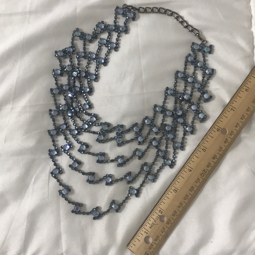 Blue crystal necklace, bracelet, & earrings set - Picture 4 of 6